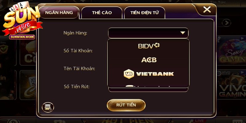 Các phương thức giao dịch đa dạng được hỗ trợ trên cổng game Sunwin